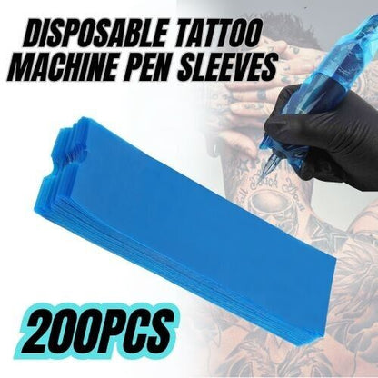 200PCS Disposable Tattoo Machine Pen Clip Cord Sleeves Supply Cover Plastic Bags
